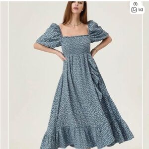 Nothing Fits But Hina Elegant Blue Floral Maxi Dress